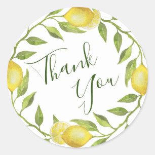 Sticker Rond Mariage d'aquarelle de citron doux et vert