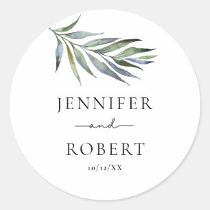 Sticker Rond Mariage d'aquarelle de la branche d'olivier