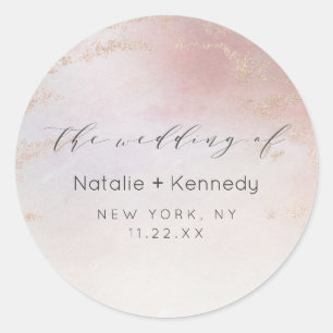 Sticker Rond Mariage d'aquarelle Ombre Blush Pink Froid