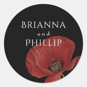 Sticker Rond Mariage d'aquarelle simple rouge