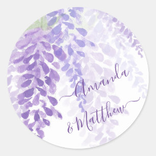 Sticker Rond Mariage d'aquarelle violette de la lavande pour le