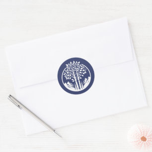 Sticker Rond Mariage d'arbre bleu marine