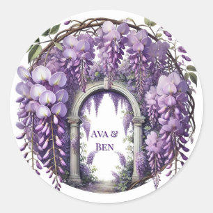 Sticker Rond Mariage d'arche de la glycine violette