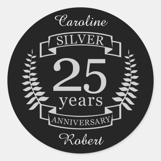 Sticker Rond Mariage d'argent 25 ans (Devant)