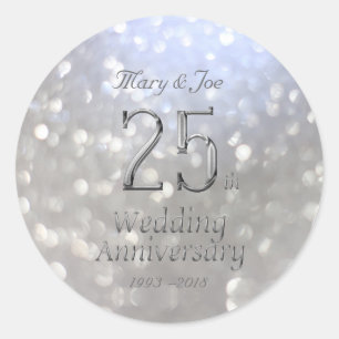 Sticker Rond Mariage d'argent 25e anniversaire Bokeh