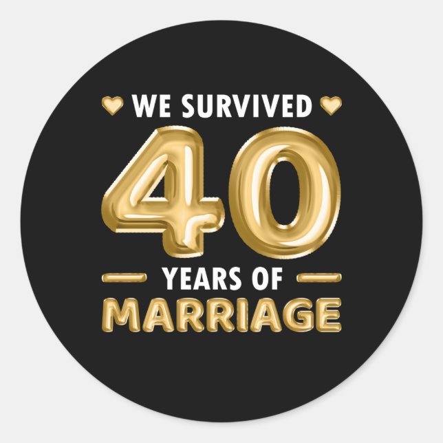 Sticker Rond Mariage De 40 Ans 40E Anniversaire Du Mariage (Devant)