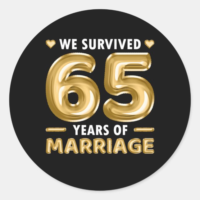 Sticker Rond Mariage De 65 Ans 65E Anniversaire Du Mariage (Devant)