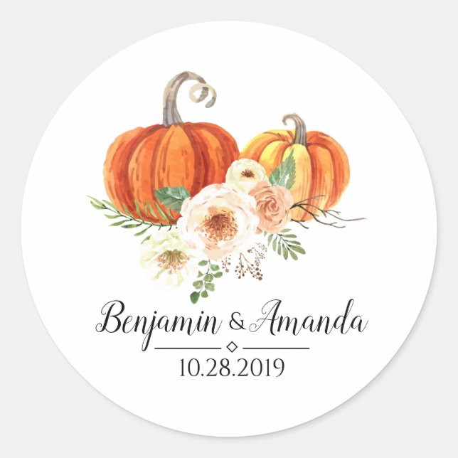 Sticker Rond Mariage de automne Citrouille Rustica (Devant)