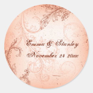 Sticker Rond mariage de automne de feuille de défilement de cor