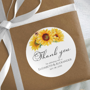 Sticker Rond Mariage de automne de fleurs de tournesol merci St