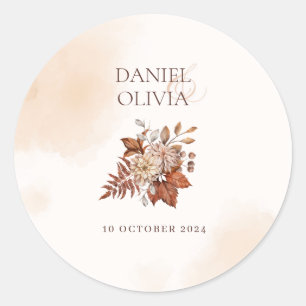 Sticker Rond Mariage de automne floral rustique