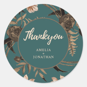 Sticker Rond mariage de automne turquoise  orange de terre cuit