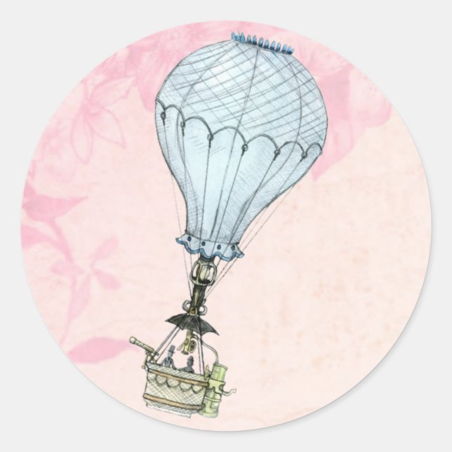 Sticker Rond Mariage de ballon à air chaud vintage (Devant)