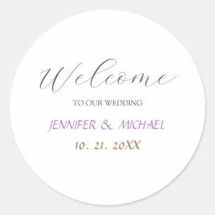 Sticker Rond Mariage de bienvenue élégant en calligraphie
