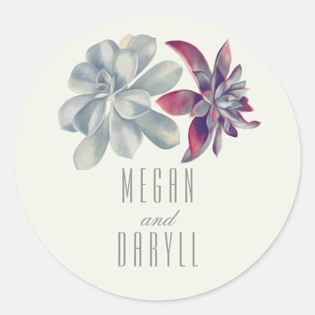 Sticker Rond Mariage de bouquet fleuri Succulent (Devant)