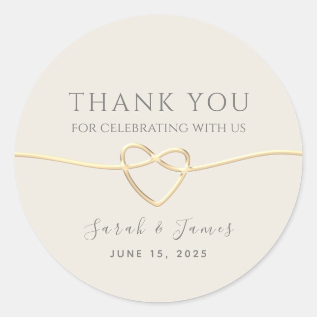 Sticker Rond Mariage de calligraphie or Merci (Devant)