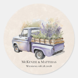 Sticker Rond Mariage de camion Vintage Purple Wisteria