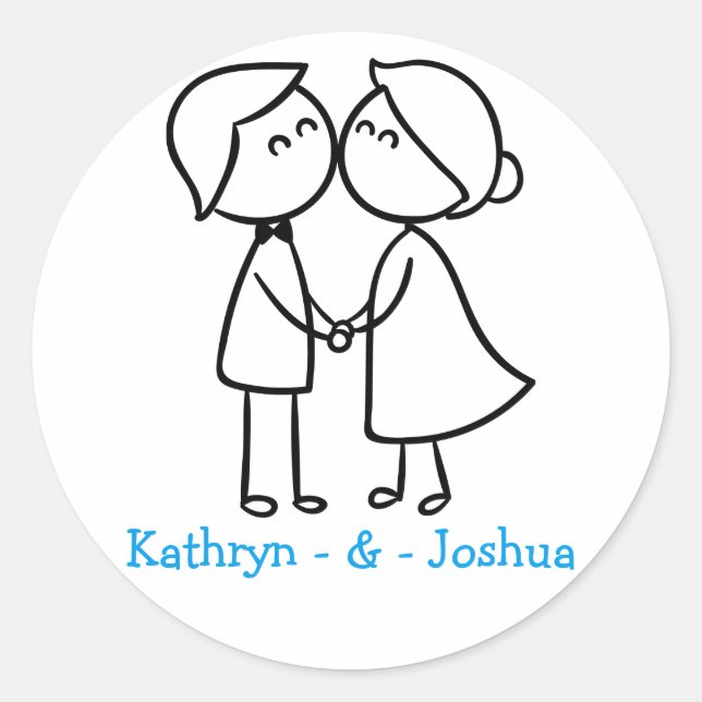 Sticker Rond Mariage De Cartographie Personnalisé De Mariée Et  (Devant)