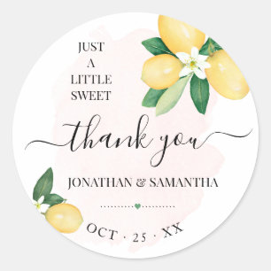 Sticker Rond Mariage de citrons roses Merci de Fête des mariées