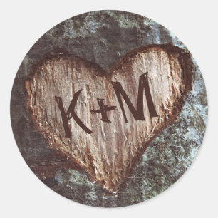 Sticker Rond mariage de coeur rustique