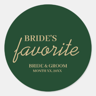 Sticker Rond Mariage de collation préféré de la mariée verte et
