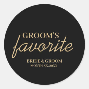 Sticker Rond Mariage de collations favori de Black and Gold Gro