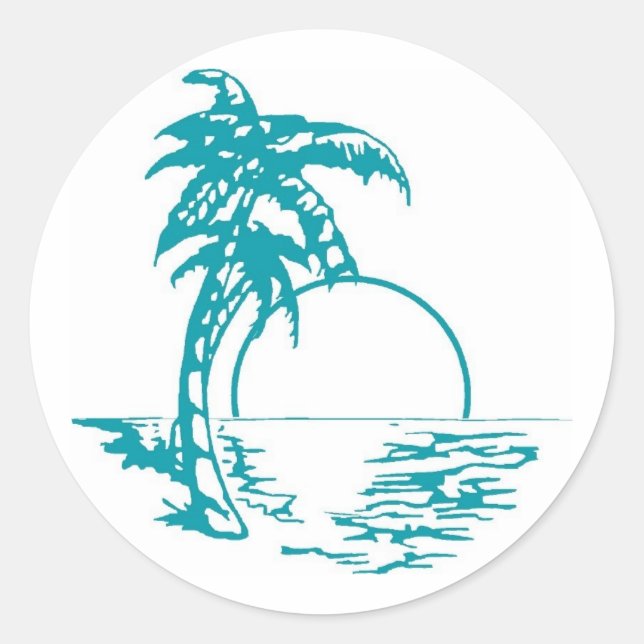 Sticker Rond Mariage de coucher de soleil tropical (Devant)
