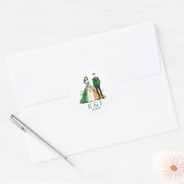 Sticker Rond Mariage de couple irlandais (Enveloppe)