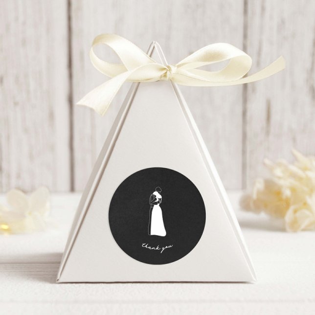 Sticker Rond Mariage de couple moderne noir et blanc (Créateur téléchargé)