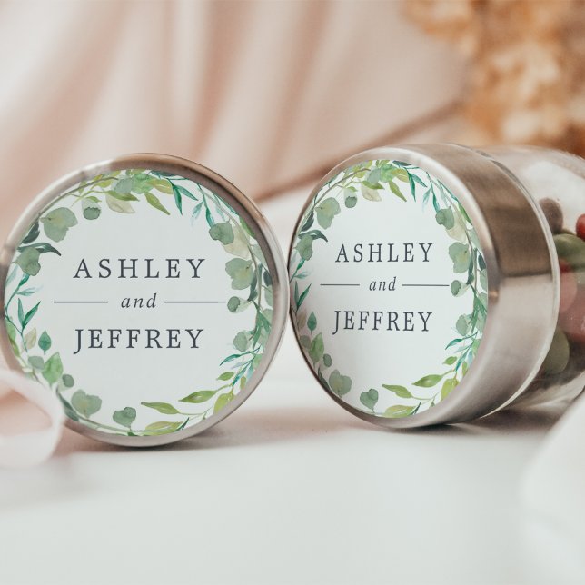 Sticker Rond Mariage de couronne d'eucalyptus (Créateur téléchargé)