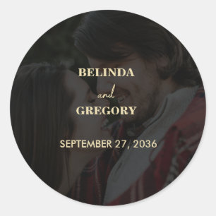 Sticker Rond Mariage de couverture photo Black Gold moderne