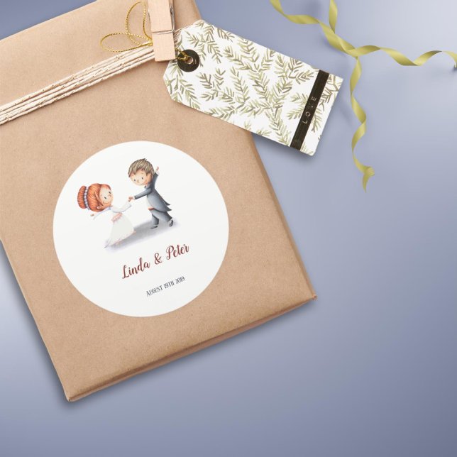 Sticker Rond Mariage de danse de mariée mignonne (Créateur téléchargé)