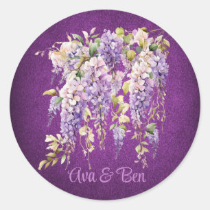 Sticker Rond Mariage de de la glycine violet et lavande