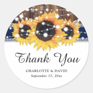 Sticker Rond Mariage de dentelle en bois bleu marine