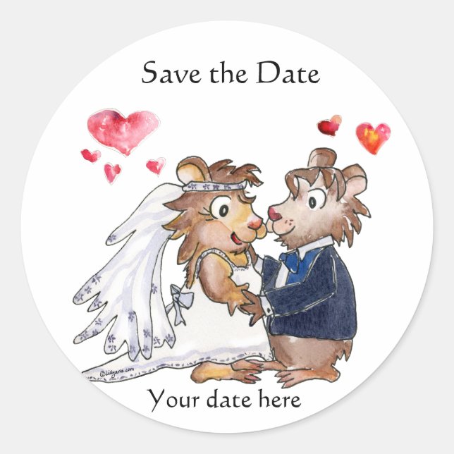 Sticker Rond Mariage de dessin animé Couple Enregistrer les sti (Devant)