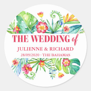 Sticker Rond Mariage de destination bienvenue sur une plage tro