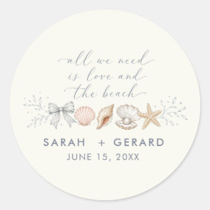 Sticker Rond Mariage de destination sur la plage et l'amour