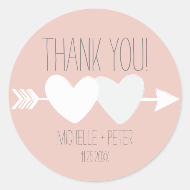 Sticker Rond Mariage de deux coeurs (Devant)