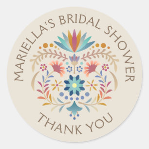 Sticker Rond Mariage de douche d'anniversaire Fiesta Boho