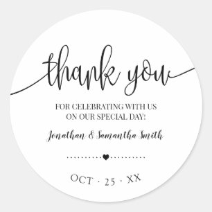 Sticker Rond mariage de douche nuptiale minimaliste Merci