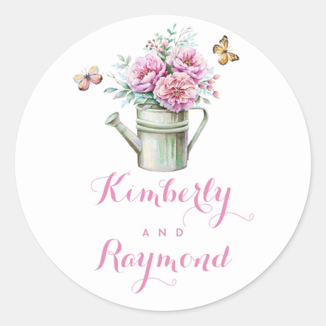 Sticker Rond Mariage de ferme Floral Rustique (Devant)