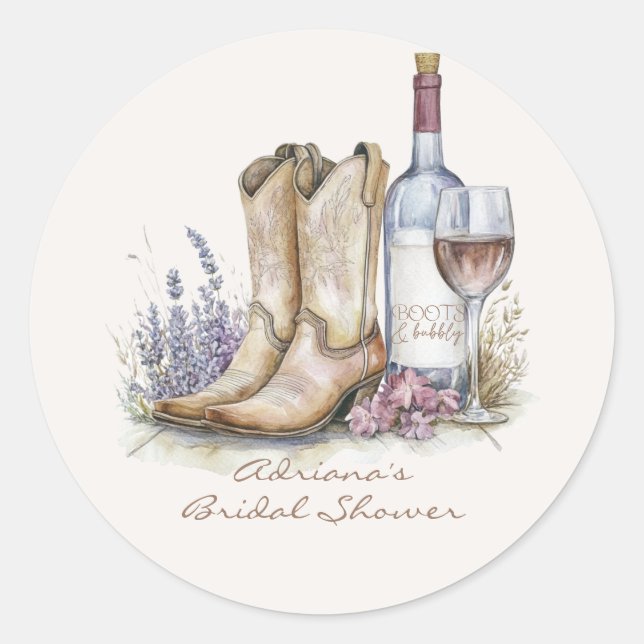 Sticker Rond Mariage de Fleurs avec Bottes et Bulles (Devant)