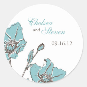 Sticker Rond Mariage de fleurs bleues