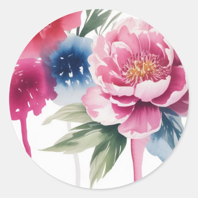Sticker Rond Mariage de fleurs brillantes (Devant)