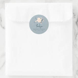 Sticker Rond mariage de fleurs de cerisier rose merci