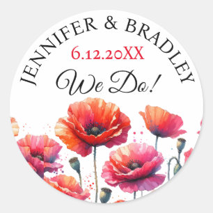 Sticker Rond Mariage de fleurs de Red Poppies