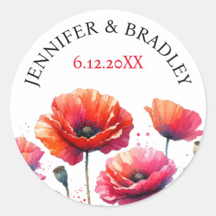 Sticker Rond Mariage de fleurs de Red Poppies