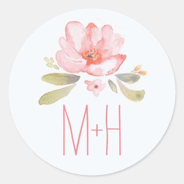 Sticker Rond Mariage de fleurs rose (Devant)