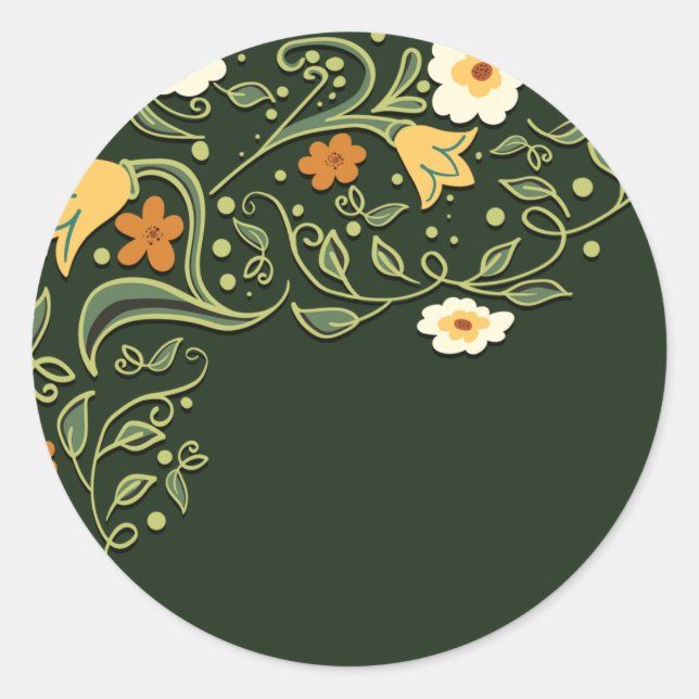 Sticker Rond Mariage de fleurs vertes (Devant)