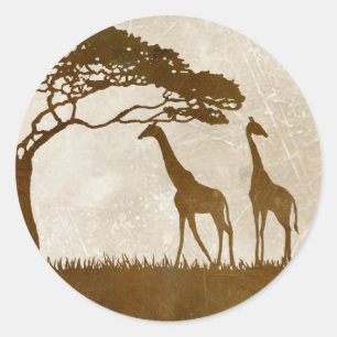 Sticker Rond Mariage de girafe d'Afrique Brown et ivoirienne
